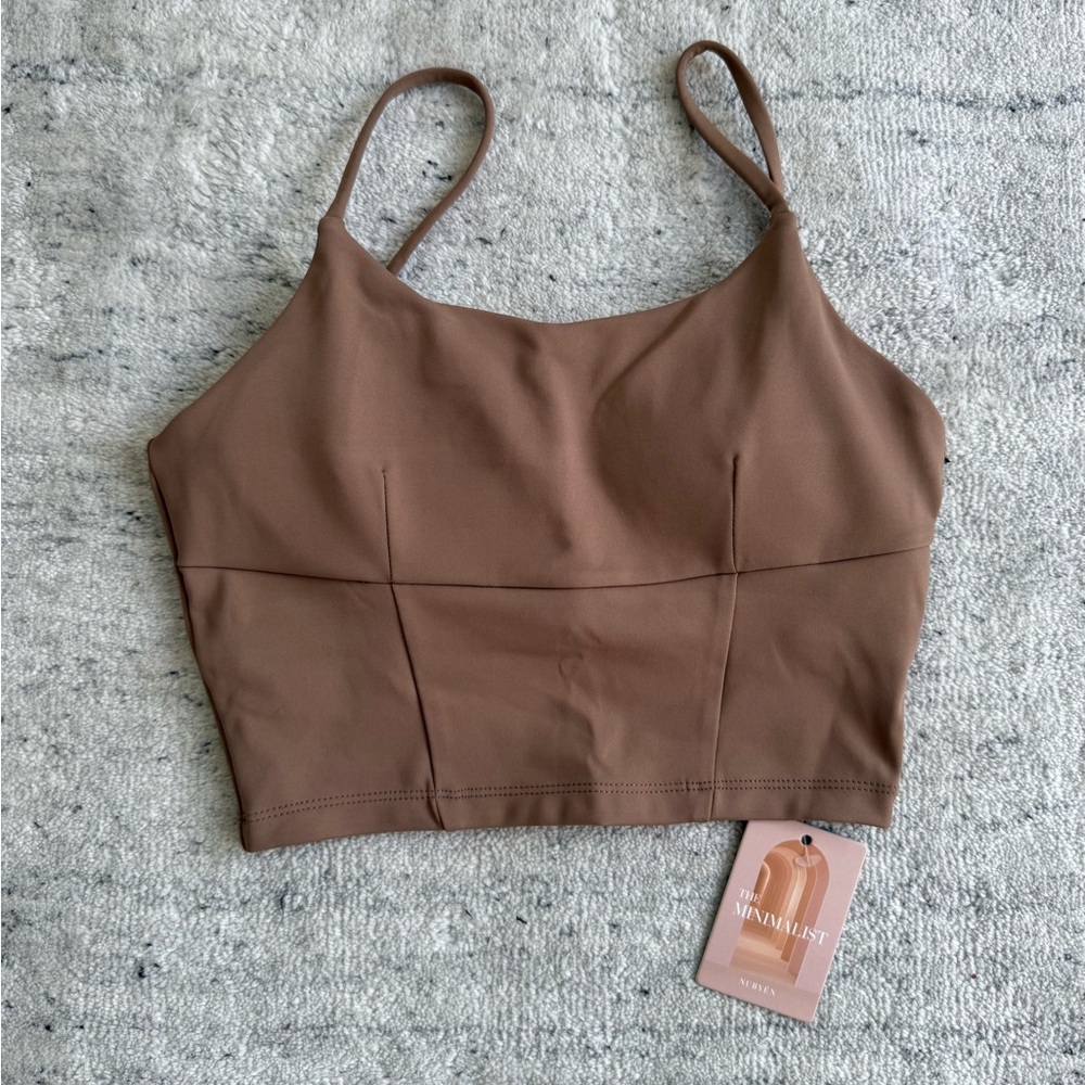 Minimalist Seamless Scoop Neck Bralette - Brown